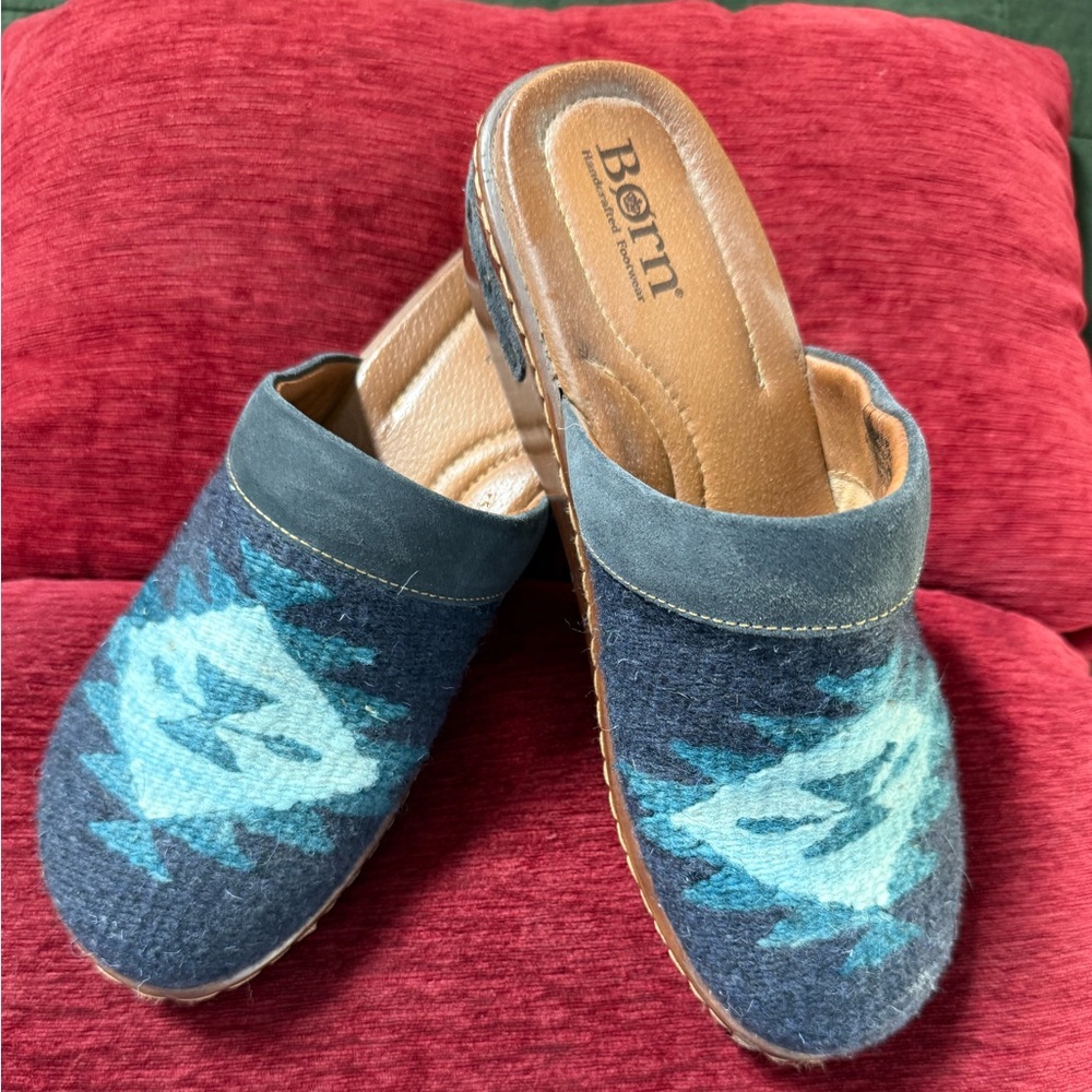 Women's Blue Aztec Clogs